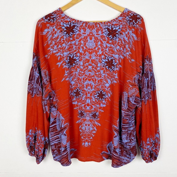 Free People Birds Of A Feather Floral Blouse Size Small - Picture 4 of 10
